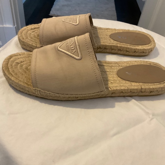 Tan Canvas Prada Espadrilles Slides size 41 - Picture 2 of 8